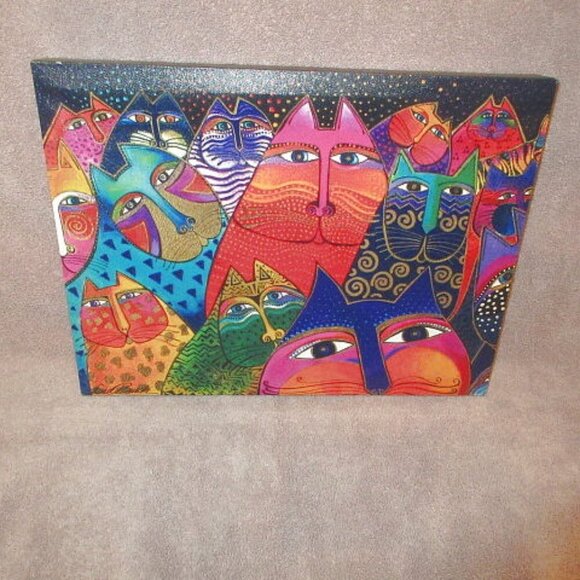 Laurel Burch Fantasticats Canvas Wall Art Decor Celestial Whimsical Kitty Cats - Picture 1 of 10